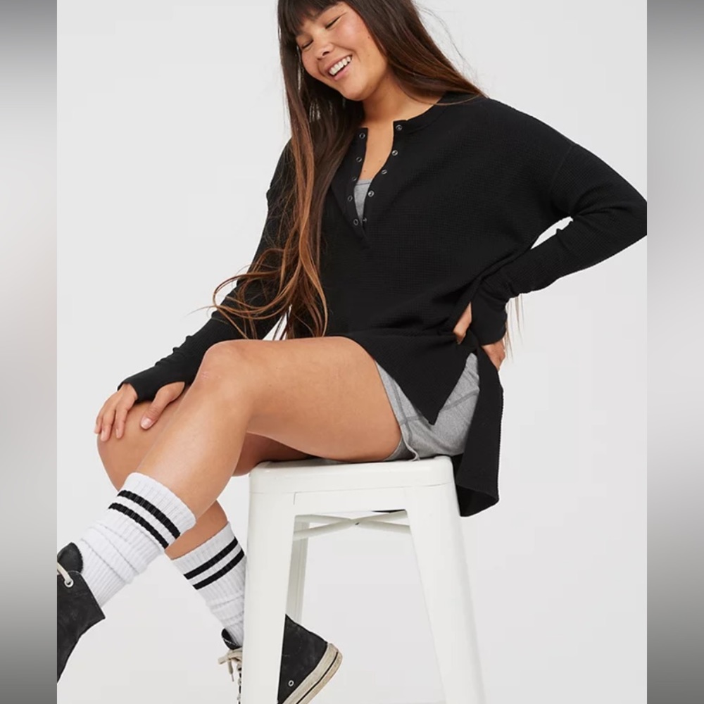 Aerie Waffle Henley Tee Shirt